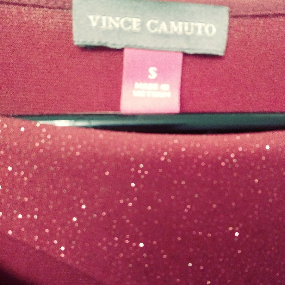 Vince Camuto Red Metallic top with cutout, Size S.